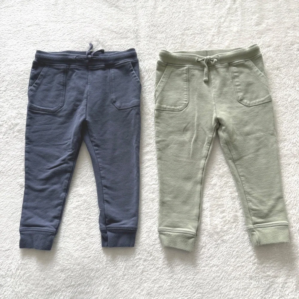 Angel Dear Toddler Jogger Pants 2T Blue Green Sweatpants Soft Cozy Lot‎ of 2